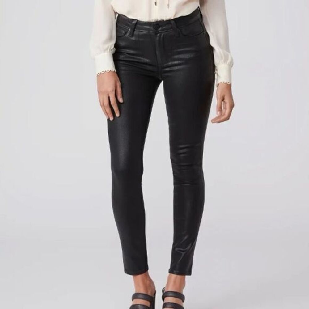 PAIGE Hoxton Ankle Women's Black Fog‎ Luxe Coating Skinny Jeans Size 27